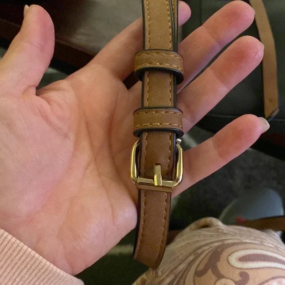 NWOT Boutique Navy and Tan Crossbody Bag Adjustable Strap - Picture 4 of 11